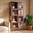 SICAAN - Sicaan Etagère métal H.170  cm 4 portes 4 niches terracotta et verre cannelé KIARA - vignette