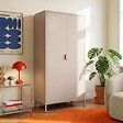 SICAAN - Sicaan Armoire industrielle en métal H.170cm 2 portes, 4 étagères, 2 penderies beige - THEA - vignette