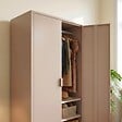 SICAAN - Sicaan Armoire industrielle en métal H.170cm 2 portes, 4 étagères, 2 penderies beige - THEA - vignette