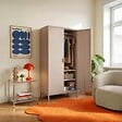 SICAAN - Sicaan Armoire industrielle en métal H.170cm 2 portes, 4 étagères, 2 penderies beige - THEA - vignette