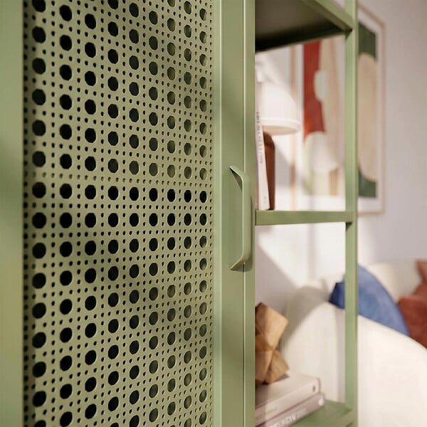 SICAAN - Sicaan Etagère Industrielle en métal grillagé Vert Olive 1 Porte 4 Cases - Hera - large