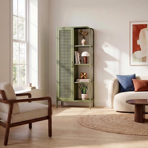 SICAAN - Sicaan Etagère Industrielle en métal grillagé Vert Olive 1 Porte 4 Cases - Hera - large