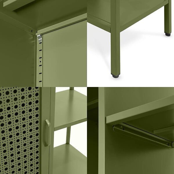 SICAAN - Sicaan Etagère Industrielle en métal grillagé Vert Olive 1 Porte 4 Cases - Hera - large
