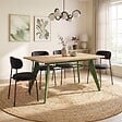 SICAAN - Sicaan Table à manger extensible 140-180cm pieds métal kaki et plateau finition chêne - MELOE - vignette