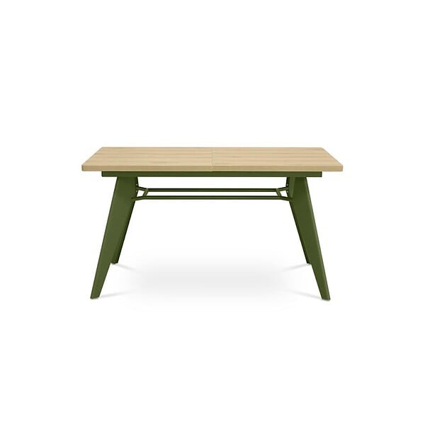 SICAAN - Sicaan Table à manger extensible 140-180cm pieds métal kaki et plateau finition chêne - MELOE - large