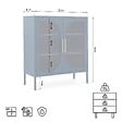 SICAAN - Sicaan Buffet métal 2 portes bleu nuit et verre cannelé 80  cm LUKA - vignette