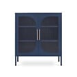SICAAN - Sicaan Buffet métal 2 portes bleu nuit et verre cannelé 80  cm LUKA - vignette