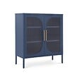 SICAAN - Sicaan Buffet métal 2 portes bleu nuit et verre cannelé 80  cm LUKA - vignette