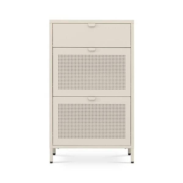 SICAAN - Sicaan Meuble à Chaussures Industriel en métal Beige 2 Compartiments 1 Niche - Ruben - large