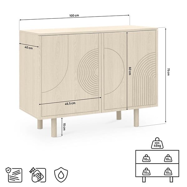 SICAAN - Sicaan Buffet scandinave 100  cm 2 portes finition chêne SASKIA - large