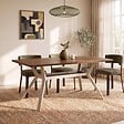 SICAAN - Sicaan Table à manger 160cm pieds métal beige et plateau finition noyer - ANDREA - vignette