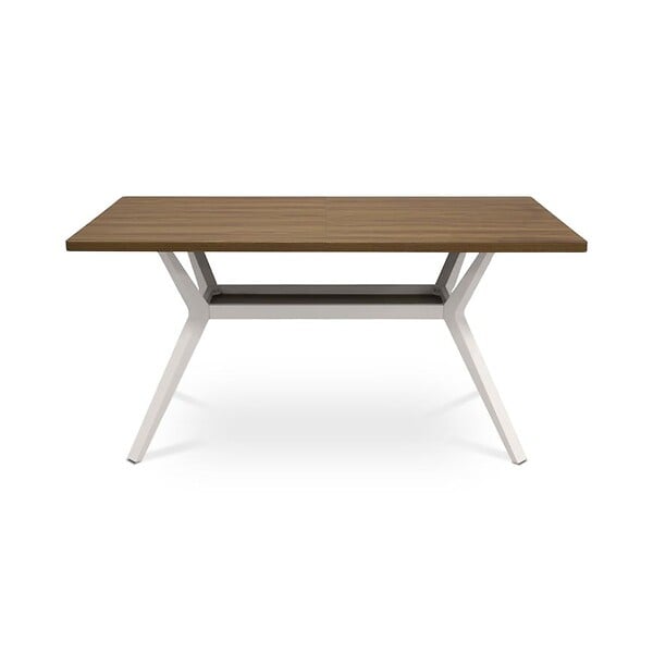 SICAAN - Sicaan Table à manger 160cm pieds métal beige et plateau finition noyer - ANDREA - large