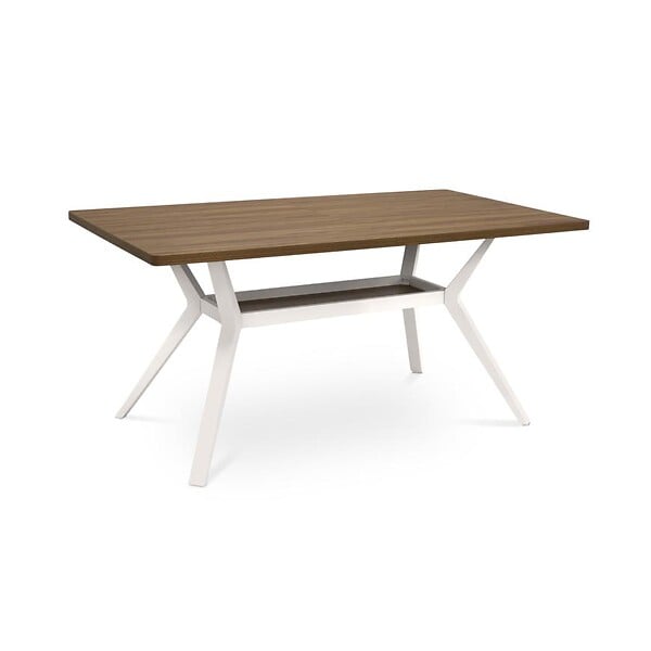 SICAAN - Sicaan Table à manger 160cm pieds métal beige et plateau finition noyer - ANDREA - large