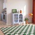 SICAAN - Sicaan Buffet Industriel en métal 2 Portes, Bleu Gris et Verre cannelé 80 cm Kurt - vignette