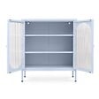 SICAAN - Sicaan Buffet Industriel en métal 2 Portes, Bleu Gris et Verre cannelé 80 cm Kurt - vignette