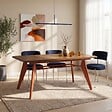 SICAAN - Sicaan Table à manger extensible 140-180cm pieds métal terracotta et plateau finition noyer - MELOE - vignette