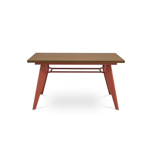 SICAAN - Sicaan Table à manger extensible 140-180cm pieds métal terracotta et plateau finition noyer - MELOE - large