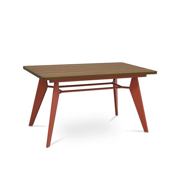 SICAAN - Sicaan Table à manger extensible 140-180cm pieds métal terracotta et plateau finition noyer - MELOE - large