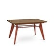 SICAAN - Sicaan Table à manger extensible 140-180cm pieds métal terracotta et plateau finition noyer - MELOE - vignette