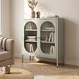 SICAAN - Sicaan Buffet industriel en métal 2 portes vert sauge et verre cannelé 80  cm EDEN - vignette