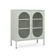 SICAAN - Sicaan Buffet industriel en métal 2 portes vert sauge et verre cannelé 80  cm EDEN - vignette