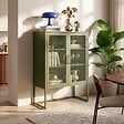 SICAAN - Sicaan Buffet haut industriel en métal H.120cm 2 portes mesh grillagé vert olive - KAI - vignette