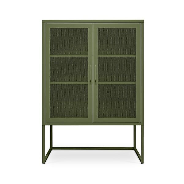 SICAAN - Sicaan Buffet haut industriel en métal H.120cm 2 portes mesh grillagé vert olive - KAI - large