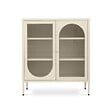 SICAAN - Sicaan Buffet industriel métal 2 portes, beige et verre cannelé 80  cm KURT - vignette