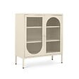 SICAAN - Sicaan Buffet industriel métal 2 portes, beige et verre cannelé 80  cm KURT - vignette