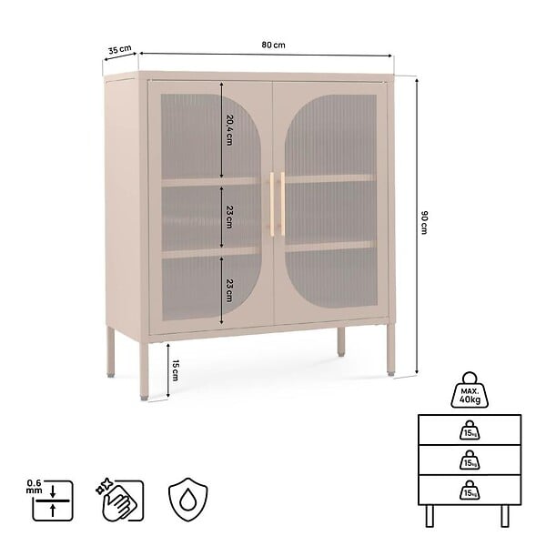 SICAAN - Sicaan Buffet Industriel en métal 2 Portes Marron et Verre cannelé 80 cm Luka - large