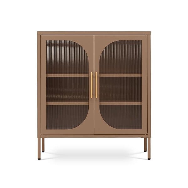 SICAAN - Sicaan Buffet Industriel en métal 2 Portes Marron et Verre cannelé 80 cm Luka - large
