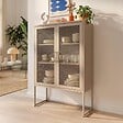 SICAAN - Sicaan Buffet haut industriel en métal H.120cm 2 portes mesh grillagé beige - KAI - vignette