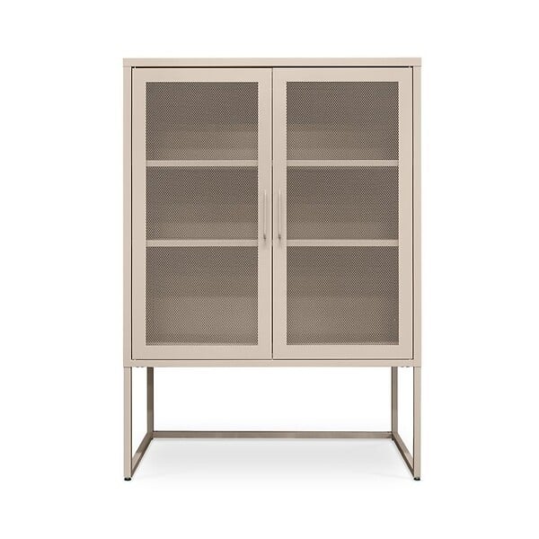 SICAAN - Sicaan Buffet haut industriel en métal H.120cm 2 portes mesh grillagé beige - KAI - large