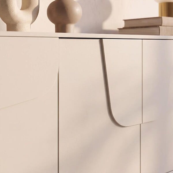 SICAAN - Sicaan Buffet beige 160cm - 4 portes - finition mélaminée - FLORA - large