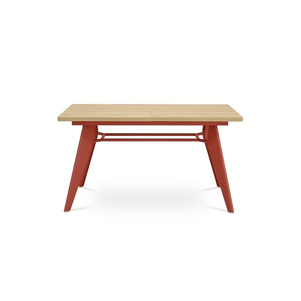 SICAAN - Sicaan Table à manger extensible 140-180cm pieds métal terracotta et plateau finition chêne - MELOE - large