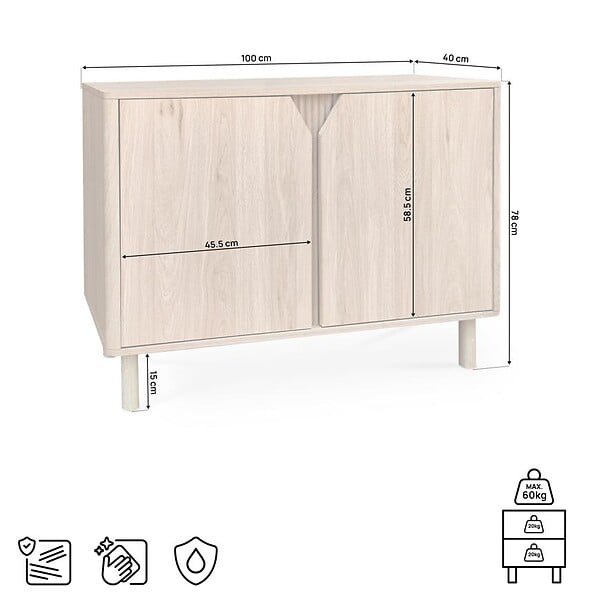 SICAAN - Sicaan Buffet scandinave 2 portes 100cm finition chêne - SOAN - large
