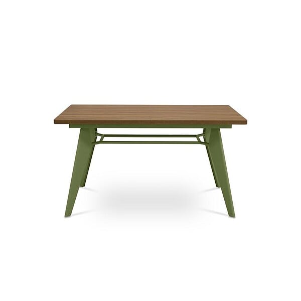 SICAAN - Sicaan Table à manger extensible 140-180cm pieds métal kaki et plateau finition noyer - MELOE - large