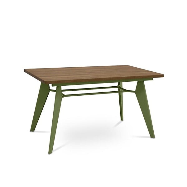 SICAAN - Sicaan Table à manger extensible 140-180cm pieds métal kaki et plateau finition noyer - MELOE - large