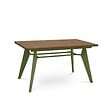 SICAAN - Sicaan Table à manger extensible 140-180cm pieds métal kaki et plateau finition noyer - MELOE - vignette