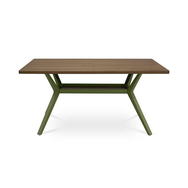 SICAAN - Sicaan Table à manger 160cm pieds métal kaki et plateau finition noyer- ANDREA - large