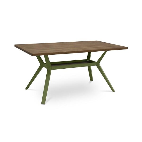 SICAAN - Sicaan Table à manger 160cm pieds métal kaki et plateau finition noyer- ANDREA - large