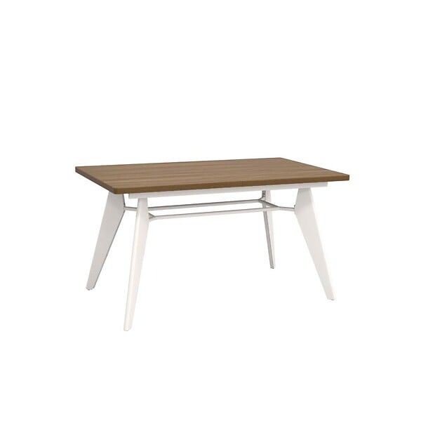 SICAAN - Sicaan Table à manger extensible 140-180cm pieds métal beige et plateau finition noyer - MELOE - large