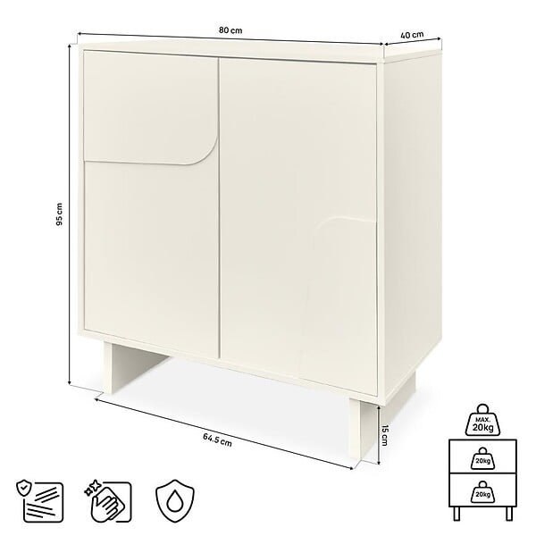 SICAAN - Sicaan Buffet beige 80cm - 2 portes - finition mélaminée - FLORA - large