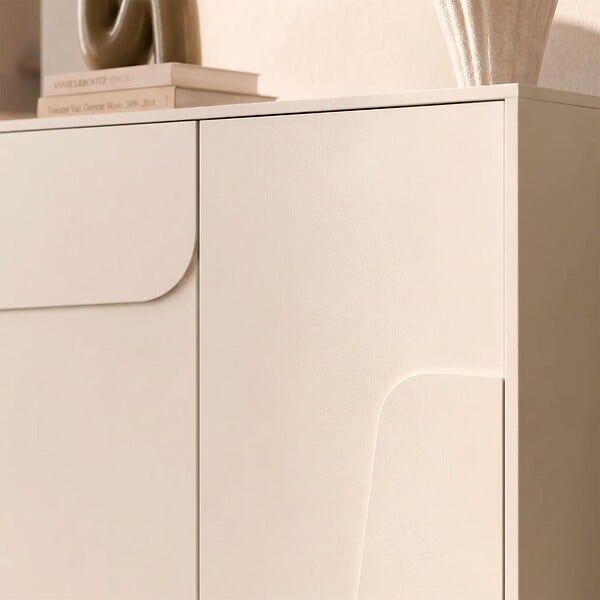 SICAAN - Sicaan Buffet beige 80cm - 2 portes - finition mélaminée - FLORA - large