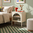 SICAAN - Sicaan Table de Chevet Lot de 2 Industrielle en métal 1 Porte en Verre cannelé Beige - Elin - vignette