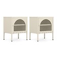 SICAAN - Sicaan Table de Chevet Lot de 2 Industrielle en métal 1 Porte en Verre cannelé Beige - Elin - vignette