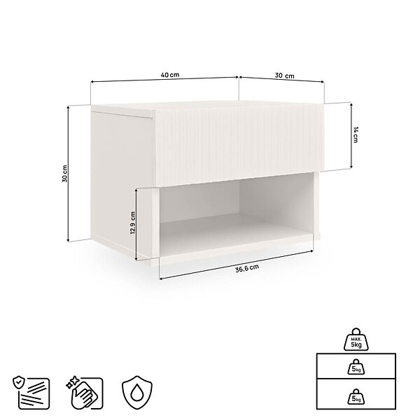 SICAAN - Sicaan Lot de 2 tables de chevet suspendues beiges à tasseaux - LEYA - large