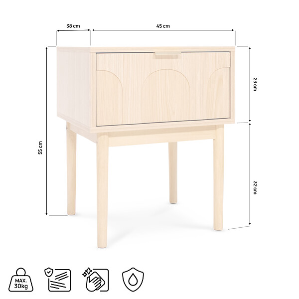 SICAAN - Sicaan Lot de 2 tables de chevet scandinaves NOLAN chêne - large