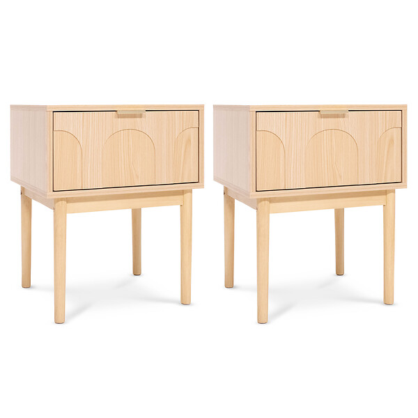 SICAAN - Sicaan Lot de 2 tables de chevet scandinaves NOLAN chêne - large