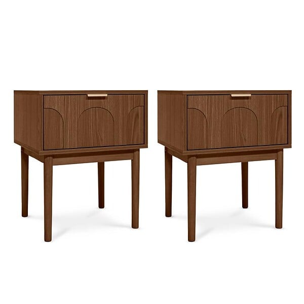 SICAAN - Sicaan Table de chevet lot de 2 finition noyer 1 tiroir - NOLAN - large